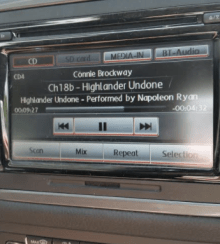 Photograph of the car radio text