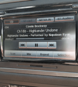 Photograph of the car radio text