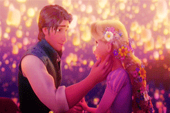 Long blonde haired disney princess with a beau going in for a kiss