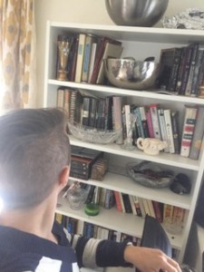 Rain looking at shelves