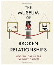 The Museum of Broken Relationships cover is mostly text but there is a simple image of a pretend gallery exhibition