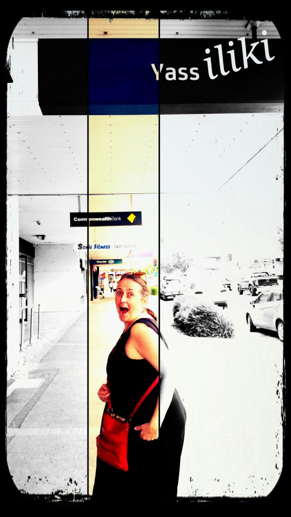 A photoshopped photo of me standing under a sign for Yass which I have added iliki too (Yassiliki)